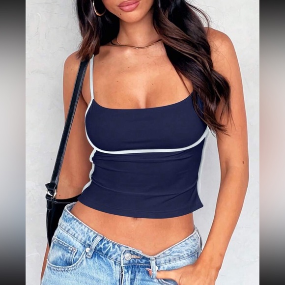 Color block pink casual tank top - Picture 12 of 16